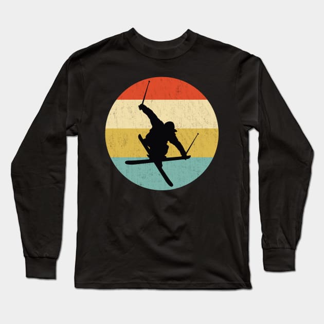 retro vintage skier Long Sleeve T-Shirt by DragonTees